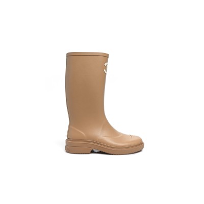 CHANEL CAOUTCHOUK CC HIGH BOOTS BEIGE 